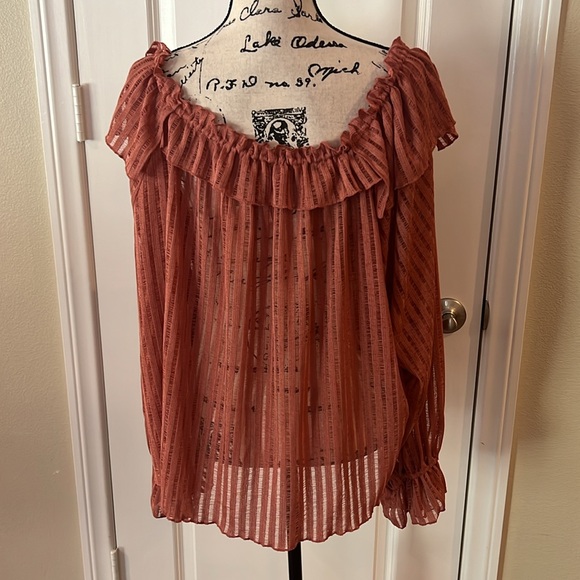 Anthropologie Sheer Striped Crop Blouse. NWT - Picture 5 of 8